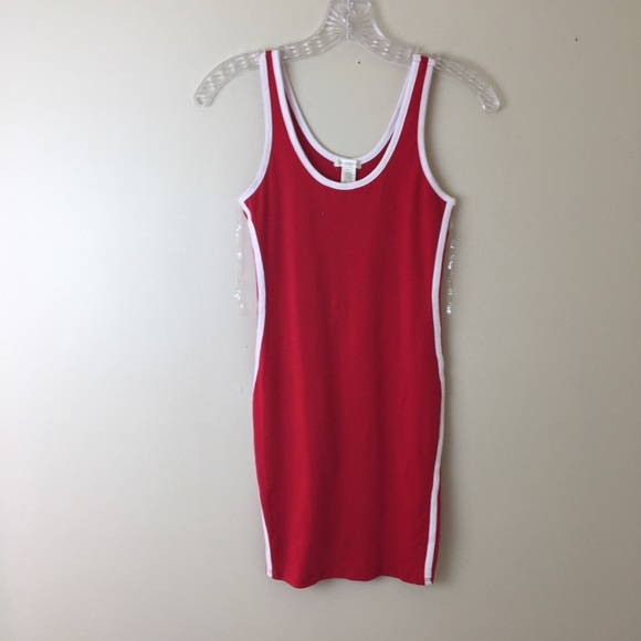 Bozzolo Dresses & Skirts - Bozzolo red dress fitted mini white strips NWT